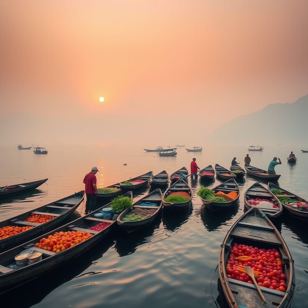 Floating market, Dal Lake